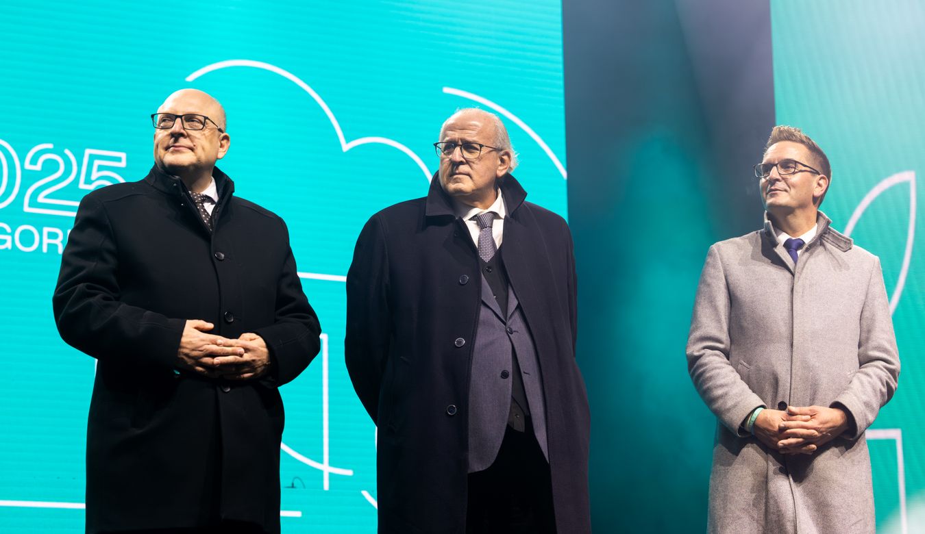 Župan Mestne občine Nova Gorica Samo Turel, župan Občine Chemnitz Sven Schulze in župan Občine Gorica Rodolfo Ziberna