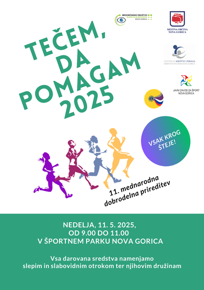 Letak prireditve Tečem, da pomagam