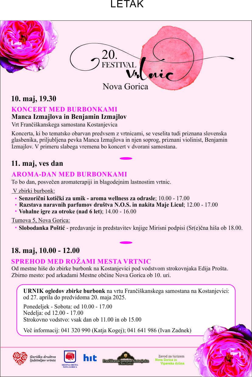 Program za 20. jubilejni Festival vrtnic v Novi Gorici