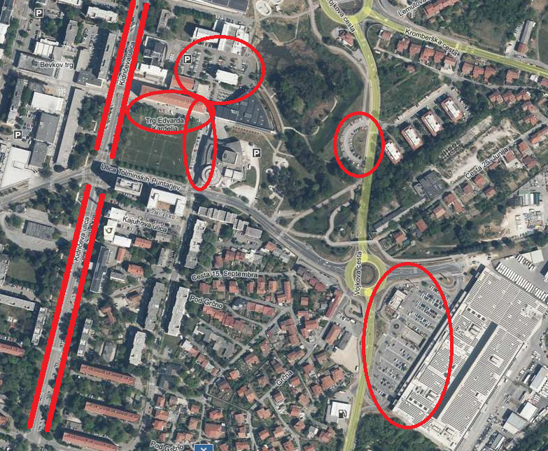 Zemljevid parkirišč v Novi Gorici