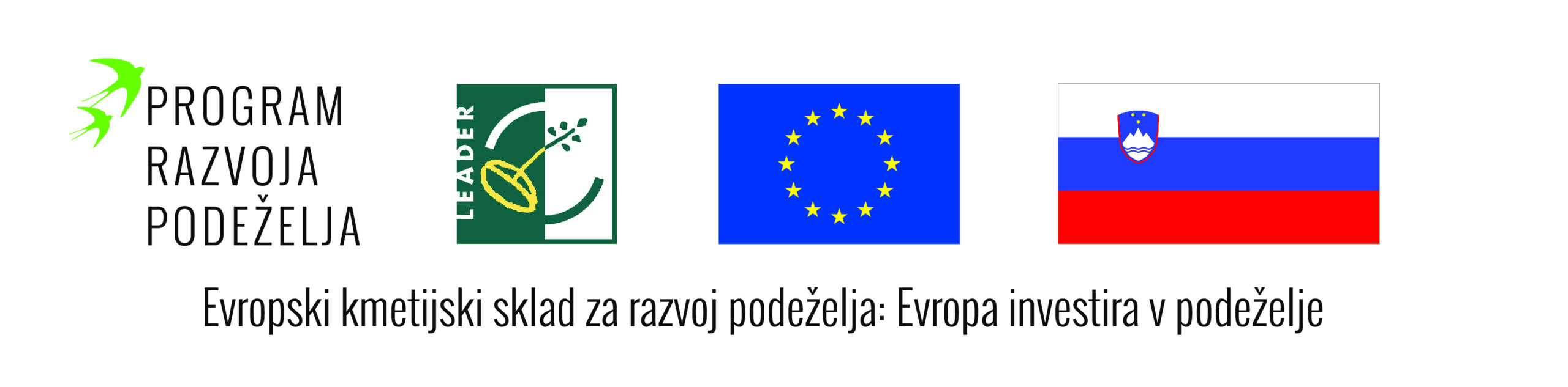 Logotip Evropskega kmetijskega sklada za razvoj podeželja, zastava Evropske unije ter zastava Republike Slovenije.
