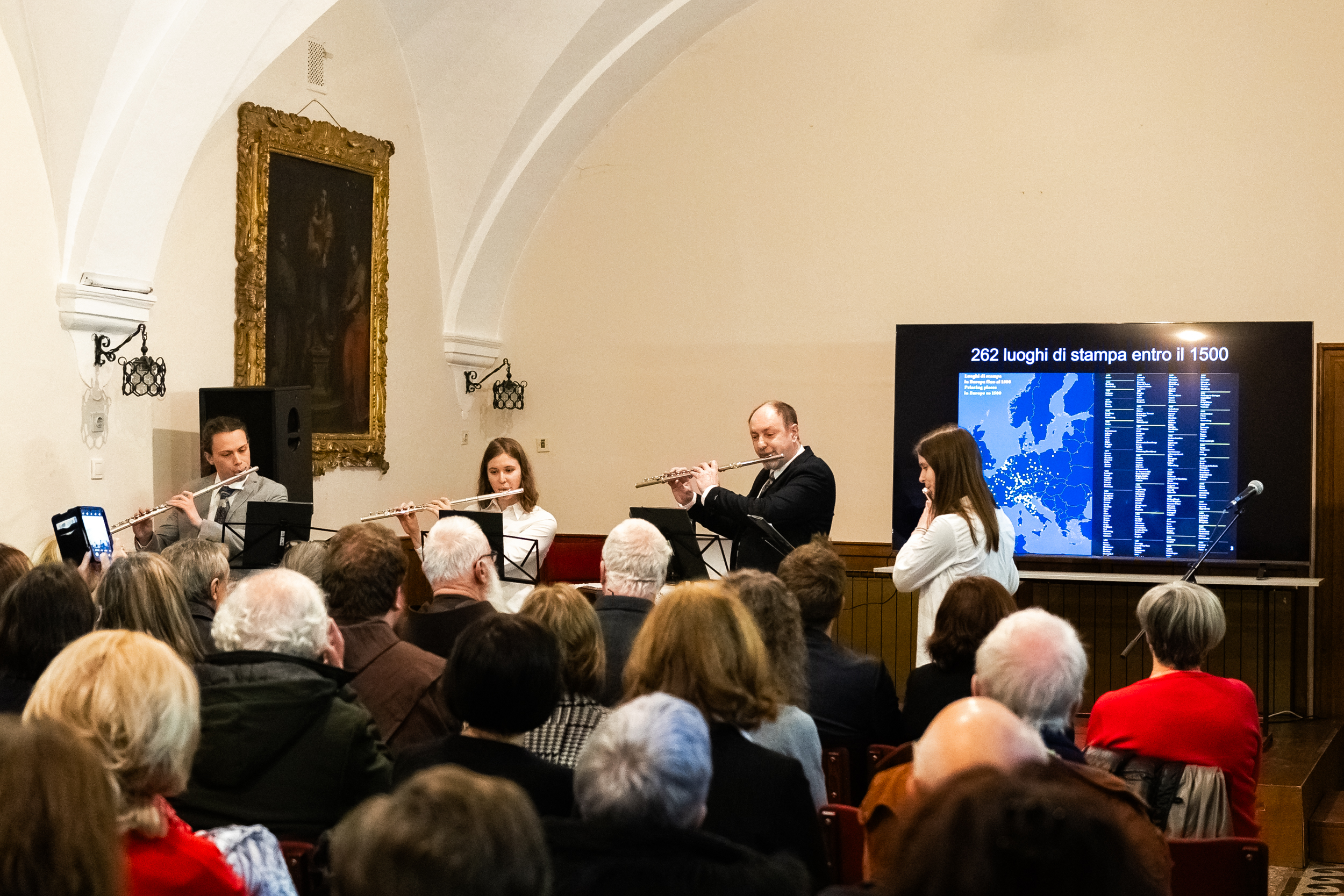 Nastop štirih flavtistov na predstavitvi knjige "Inkunabule v Novi Gorici"
