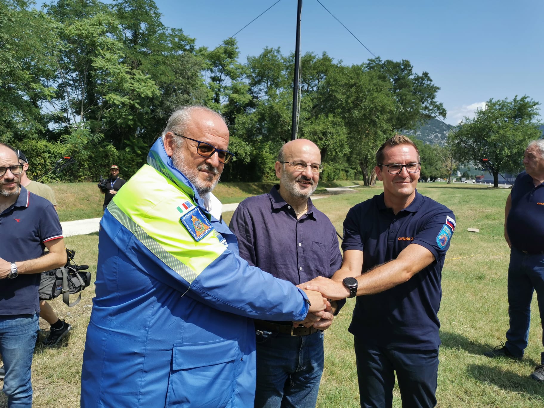 Od leve proti desni: Goriški župan Rodolfo Ziberna, goriški prefekt Raffaele Ricciardi, novogoriški župan Samo Turel